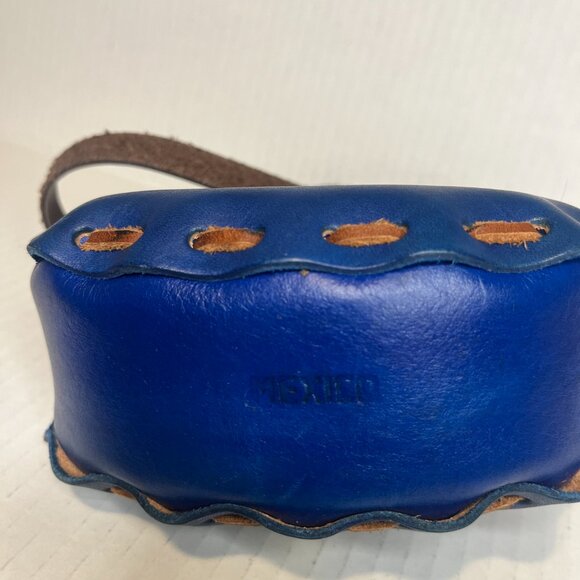 Vtg Hand Tooled Purple Leather Painted Mini Purse, Made in Mexico, Flower Purse - Picture 5 of 7